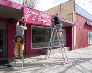 Taking down the old sign at the future MMM HQ building last month. Much more has changed since then!